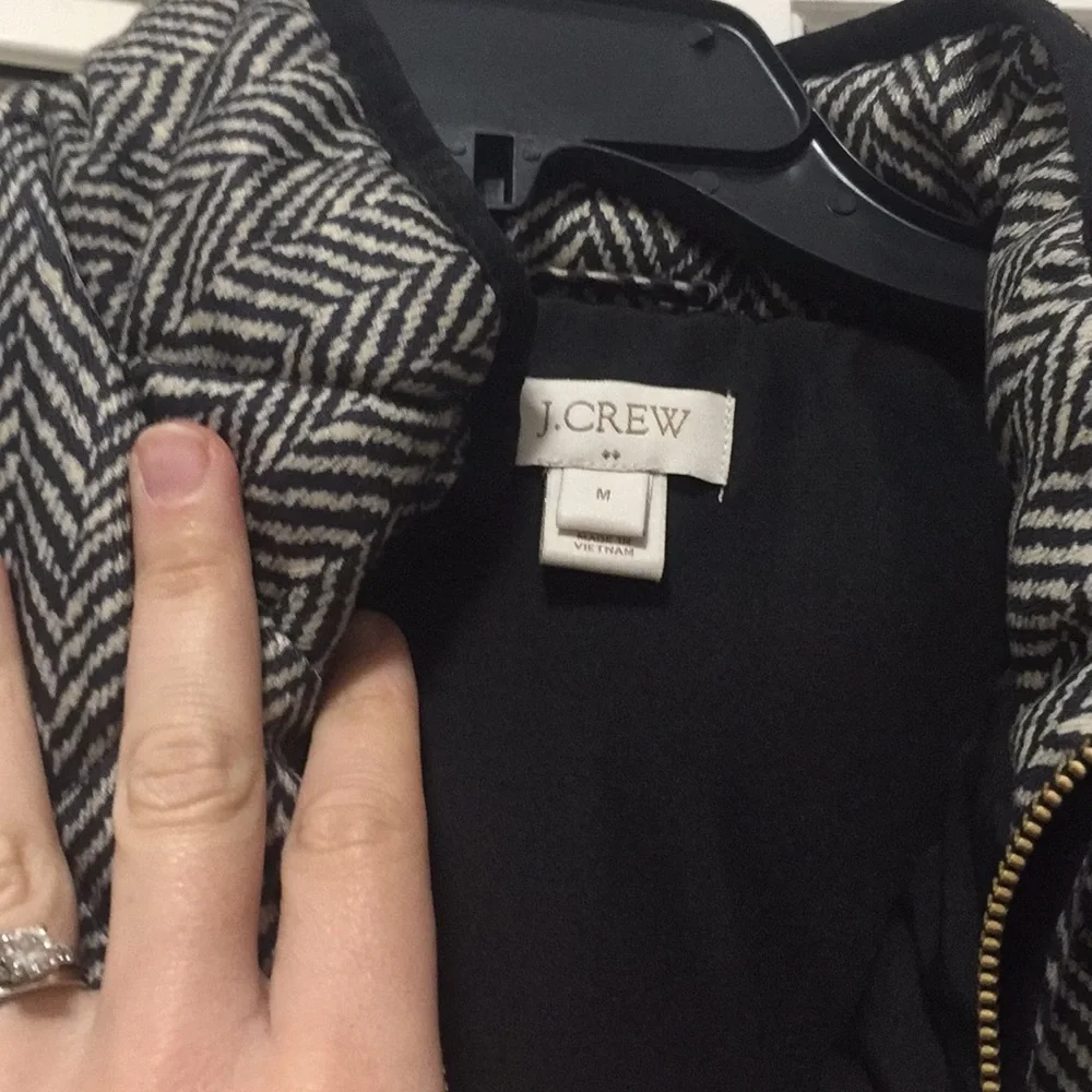 J. Crew Black and White Quilted Herringbone Vest